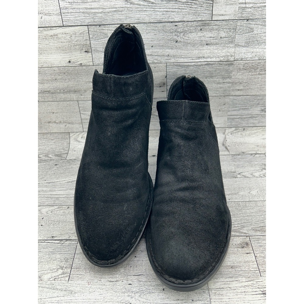 Born F33603 Black Suede Ankle Boots‎ Women Size 8M Back Zip Handcrafted Booties